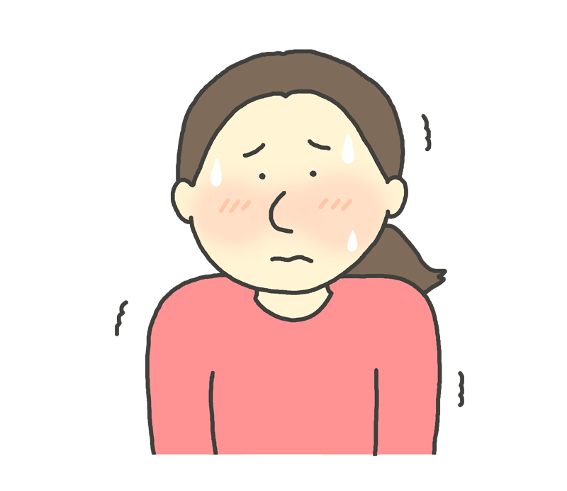 緊張している女性のイラスト