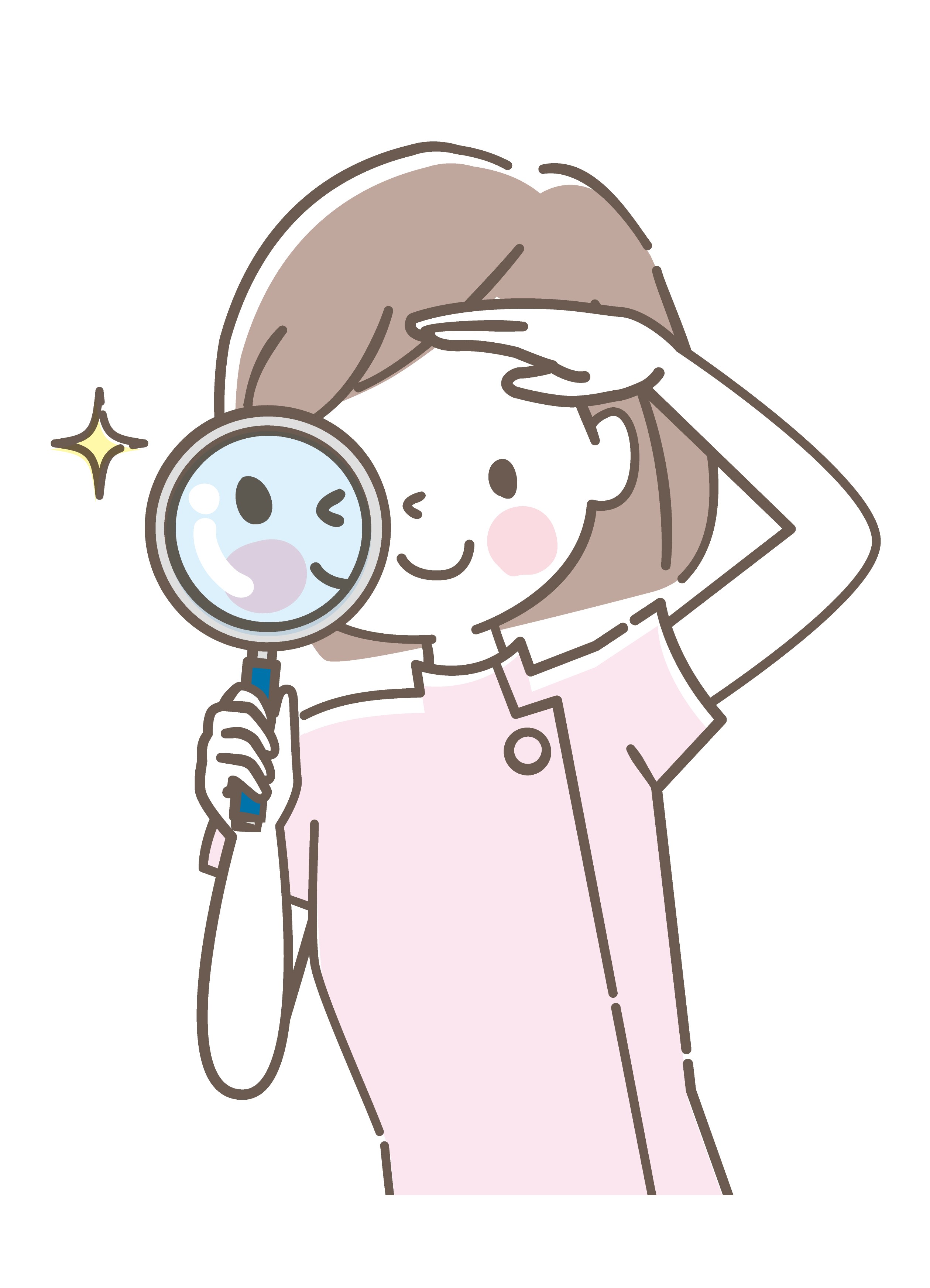 虫眼鏡を除く看護師のイラスト