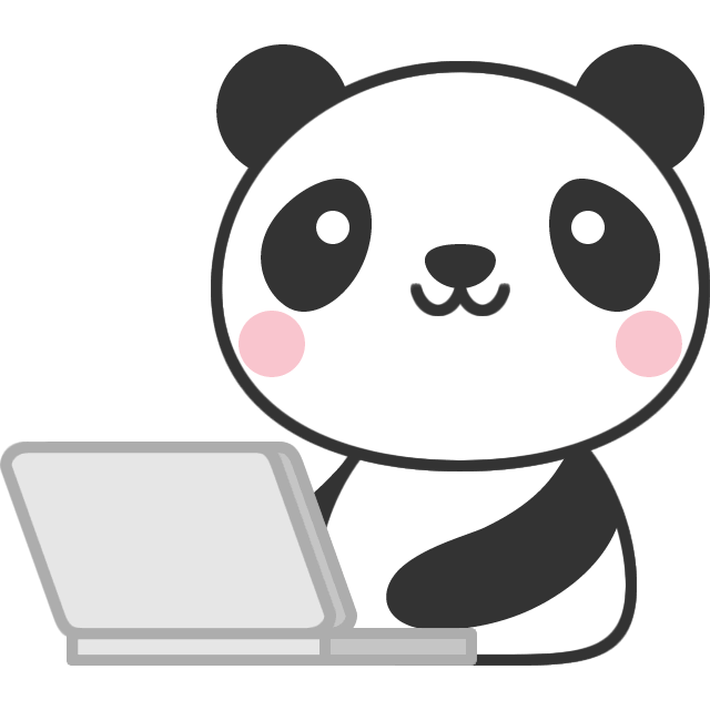 パンダがPCを使っているイラスト