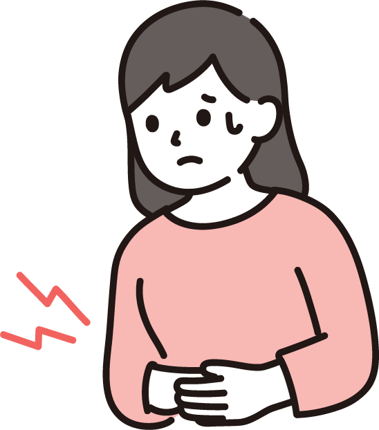 腹痛の女性のイラスト