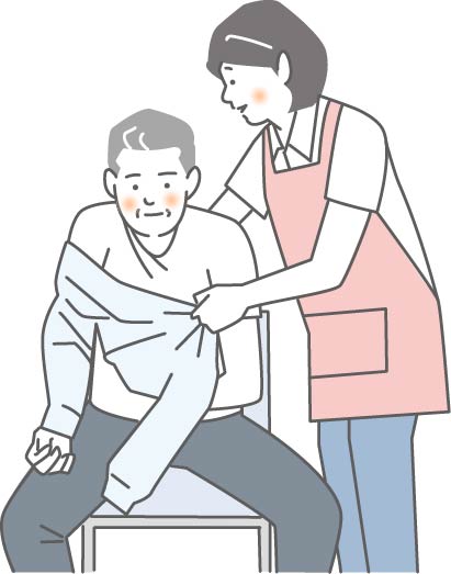 着替え介助のイラスト 