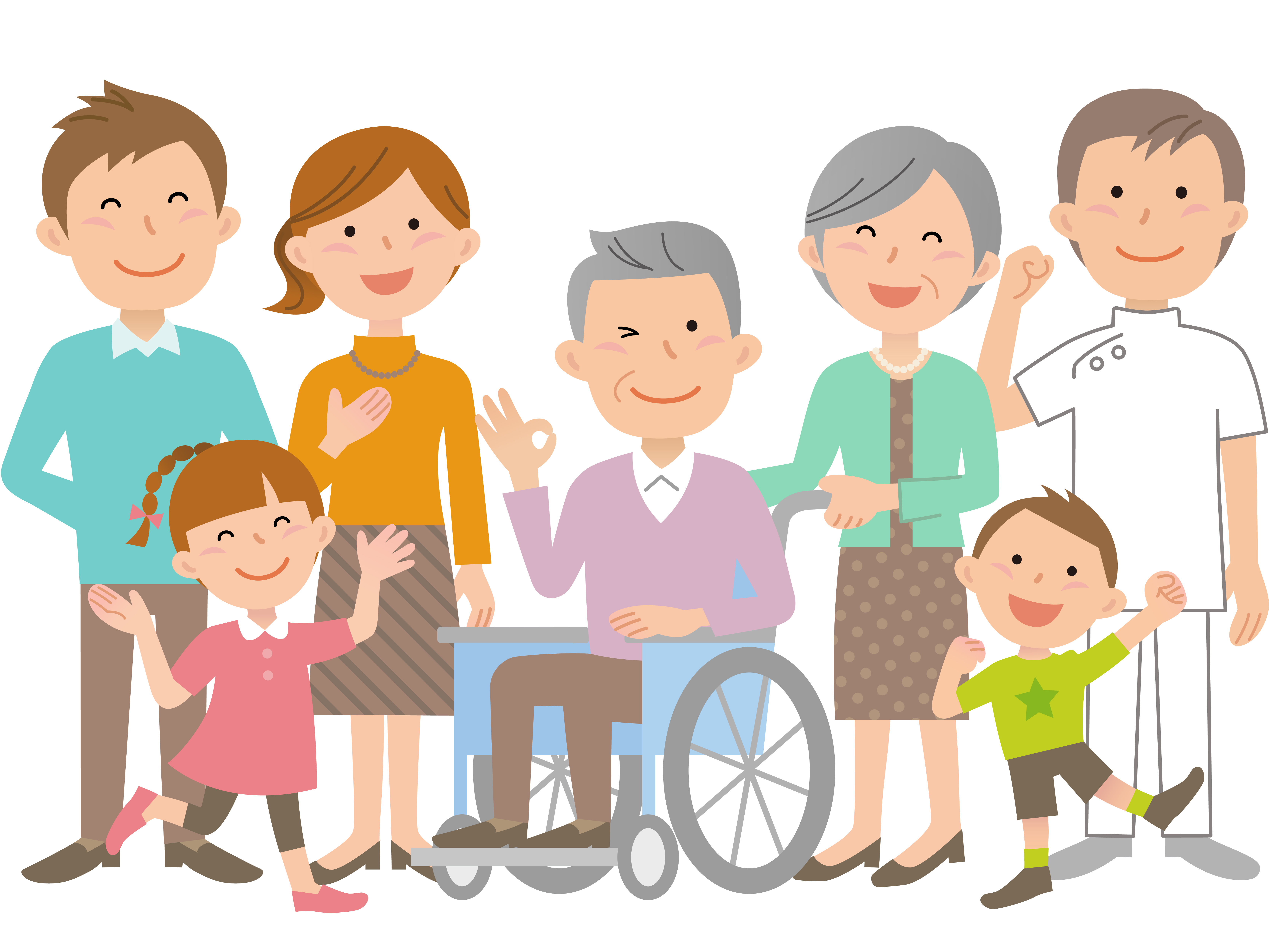 患者、患者家族、スタッフのイラスト