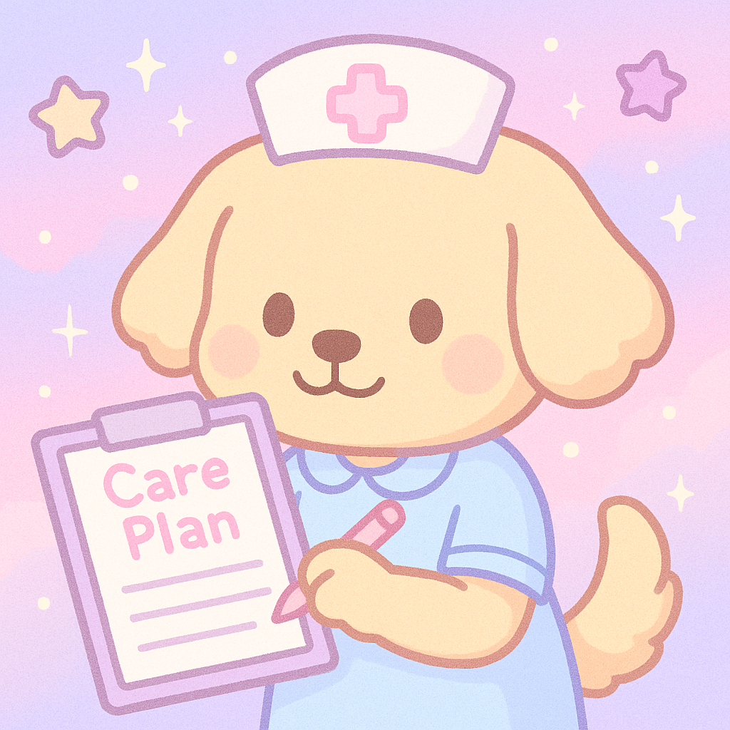 看護計画を書く犬のイラスト