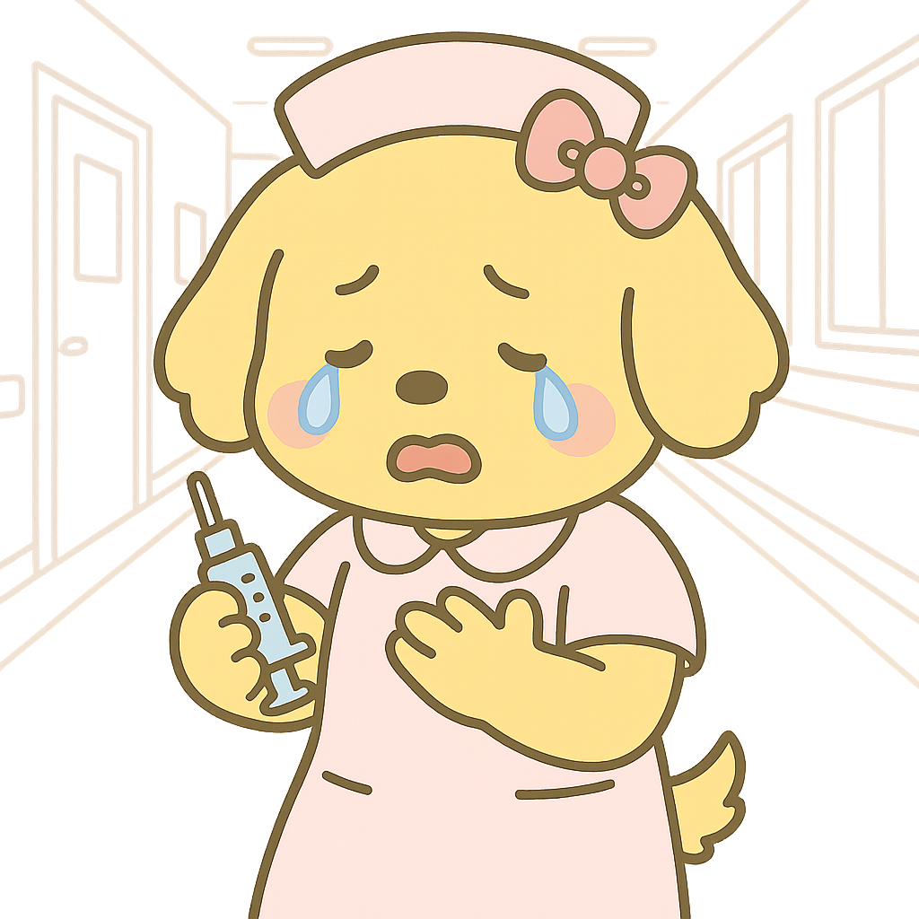 針刺し事故　犬　イラスト