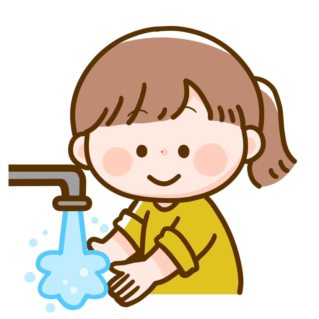手を洗う女の子のイラスト