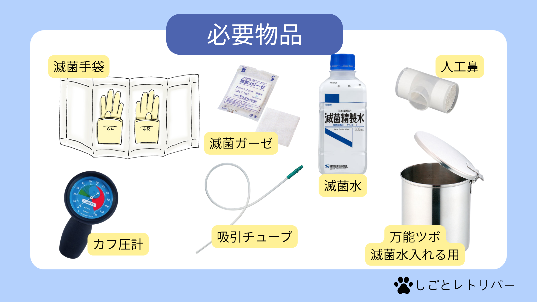 気管切開　吸引　準備物品