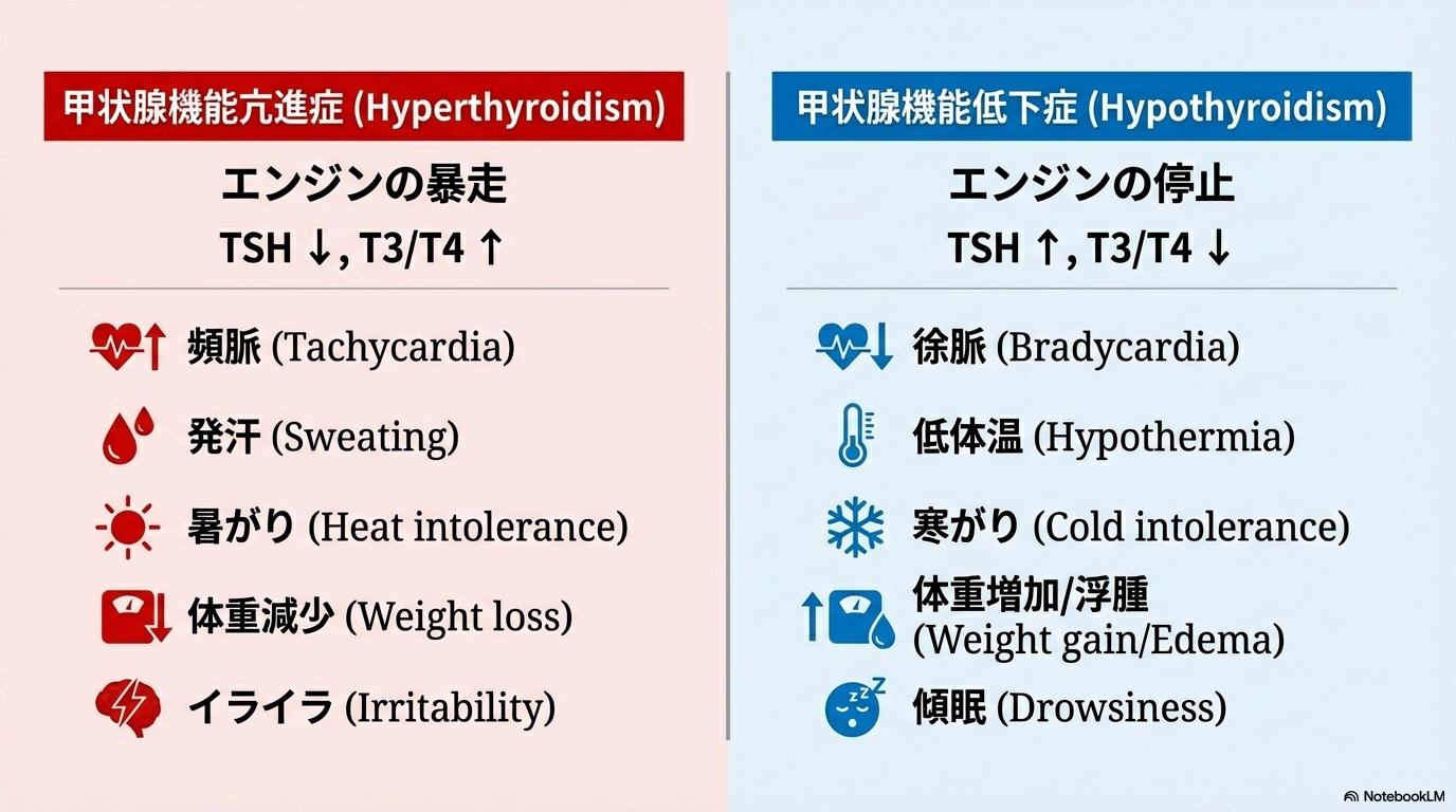 HPT軸（視床下部－下垂体－甲状腺）と負のフィードバック