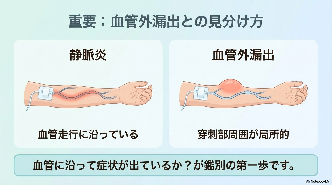 静脈炎 血管外漏出 違い