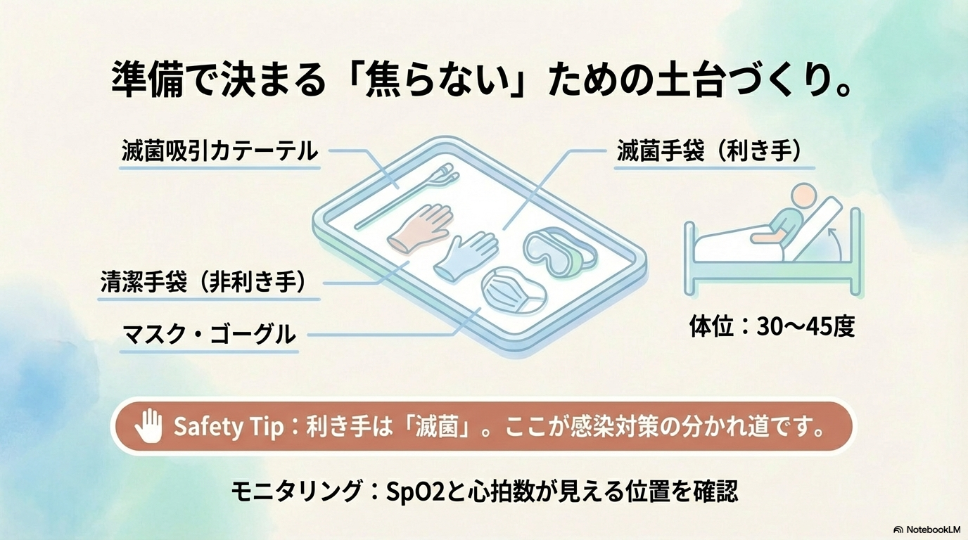 気管内吸引 必要物品 体位