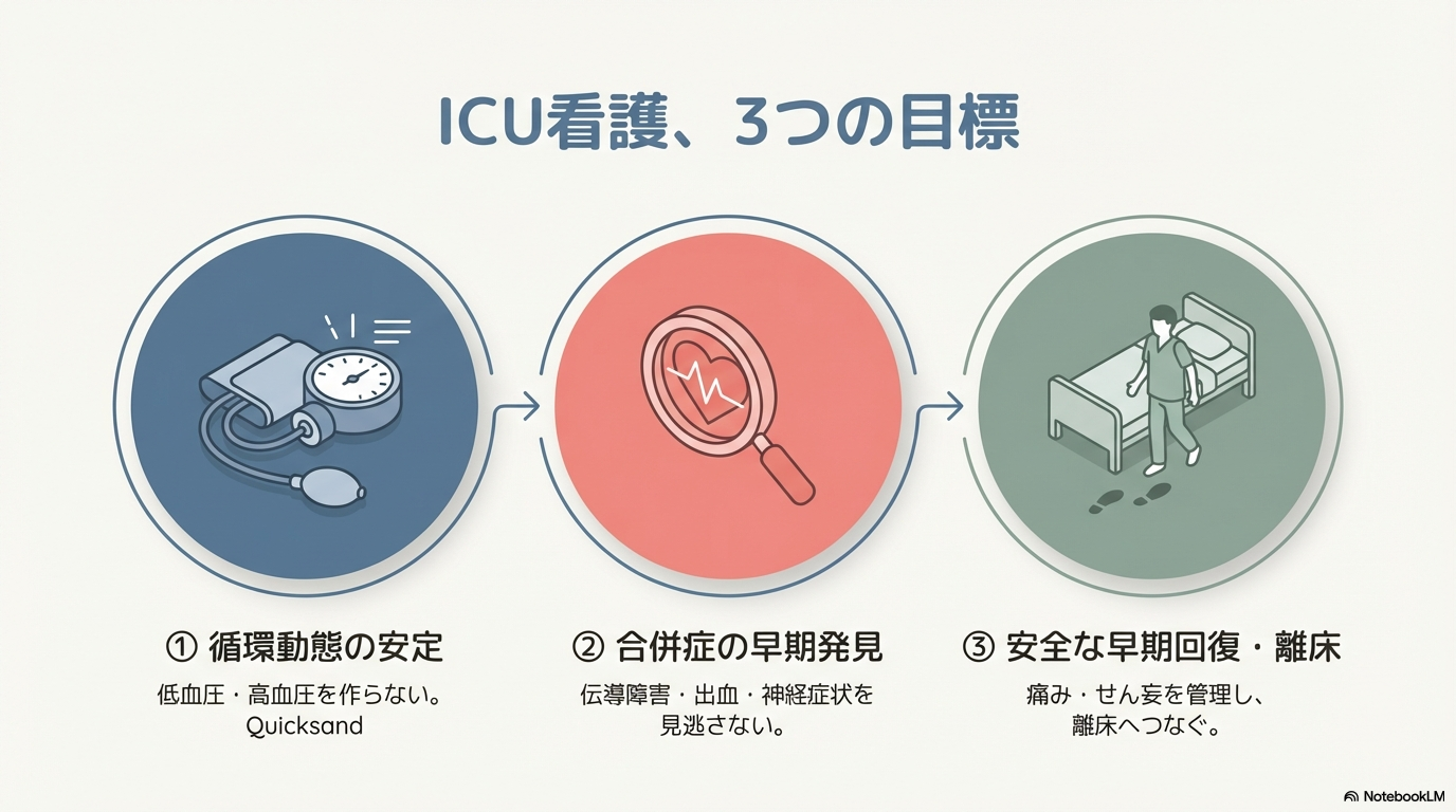 「周術期リスク管理」＋「カテ治療特有の合併症」