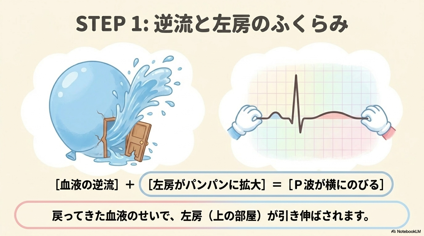 僧帽弁閉鎖不全症の心電図変化