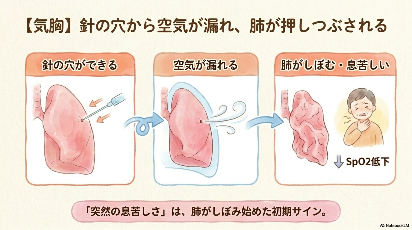 気胸のリスクと発生しやすいタイミング
肺生検