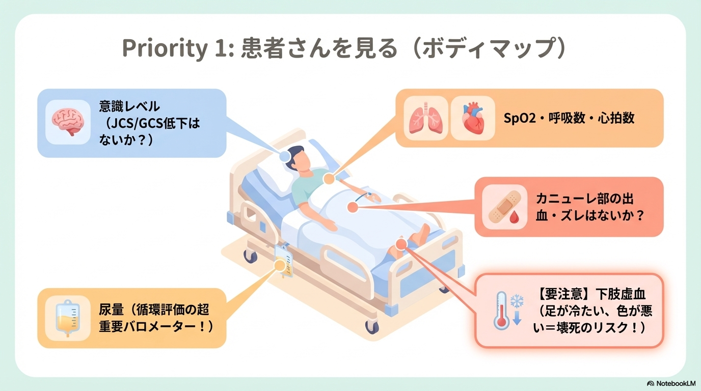 VA ECMOとVV ECMOの違い
観察