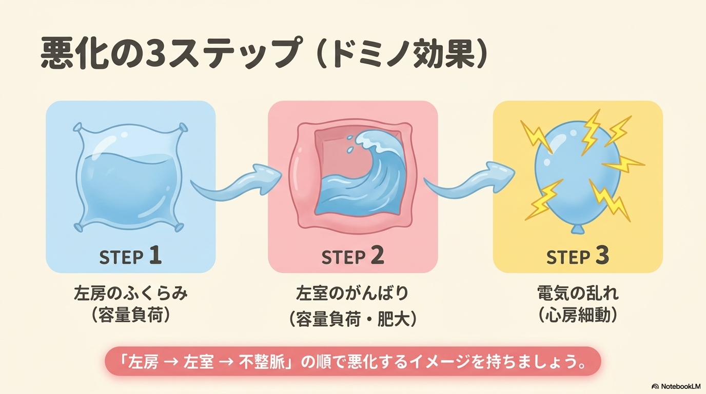 僧帽弁閉鎖不全症の心電図変化