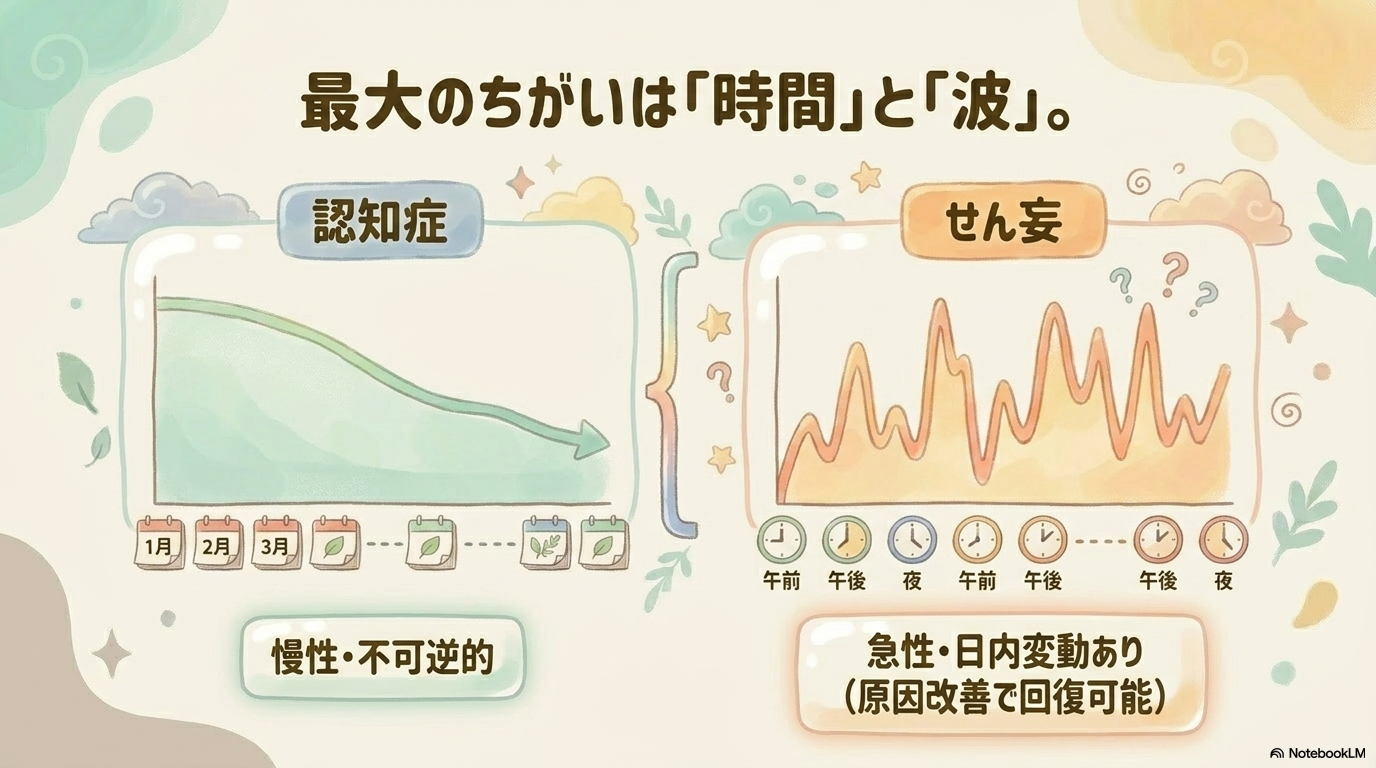 認知症 せん妄 違い 不穏