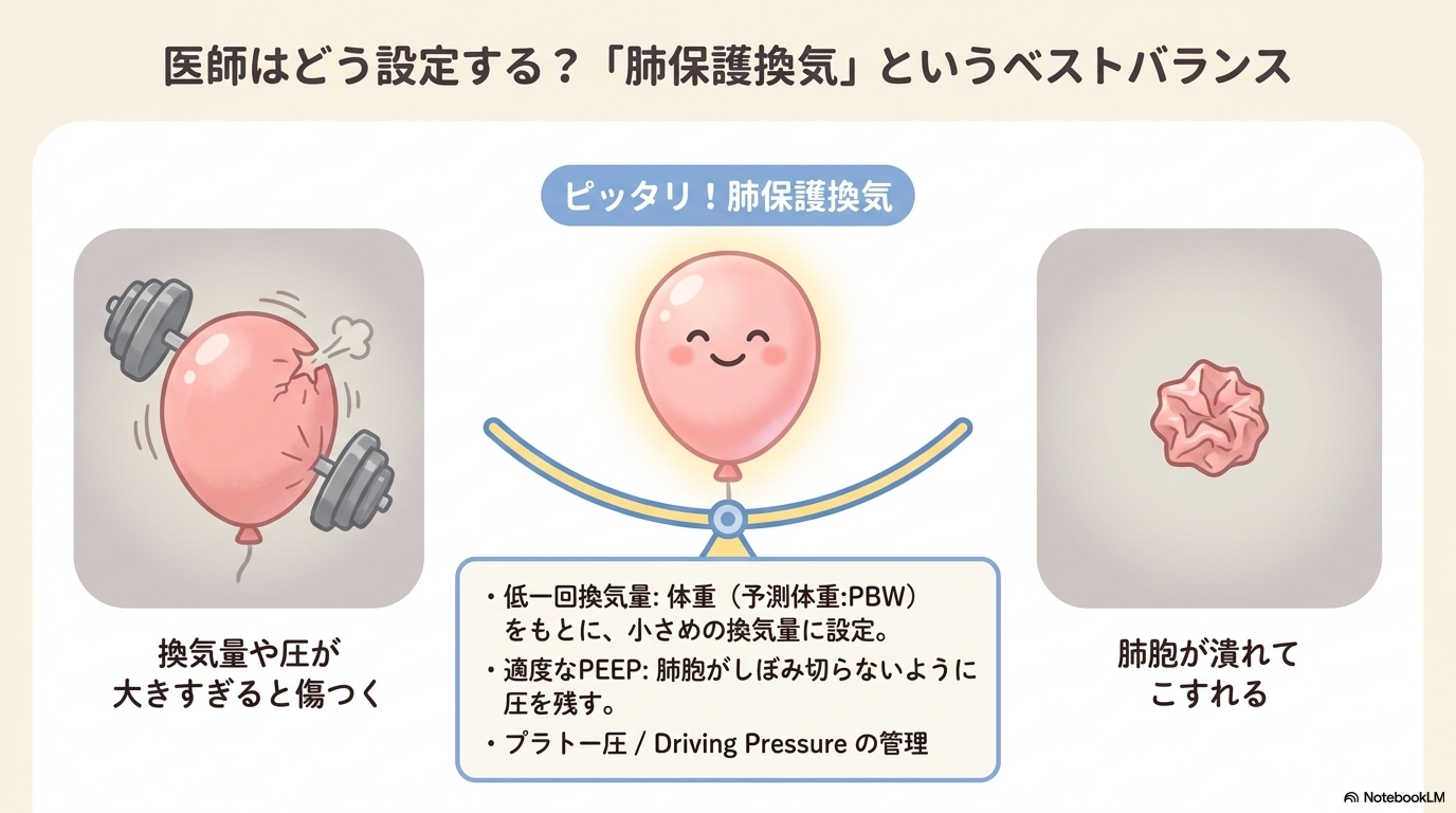 PEEP・プラトー圧・Driving Pressureとの関係