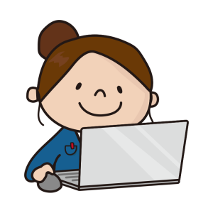 PCを操作する女性のイラスト